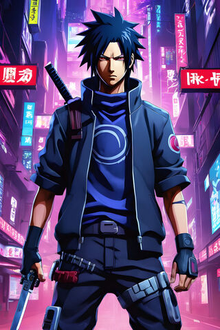 Sasuke Uchiha Ciberpunk