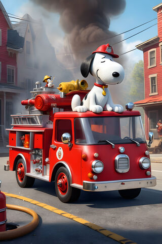 Snoopy On A Fire Truck