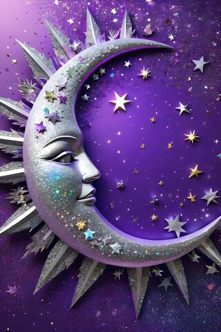 Silver Holographic Glitter Moon