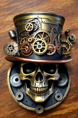 SteamPunk Top Hat Skull
