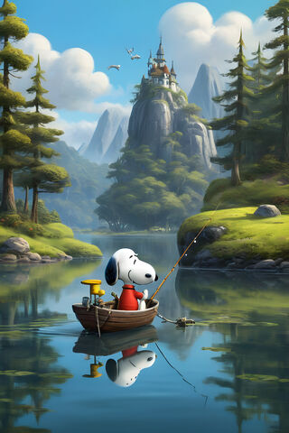 Snoopy's Serene Fishing..