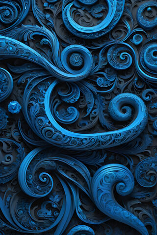 Swirls Blue Black