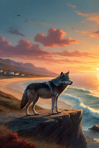Majestic Wolf at Sunset..