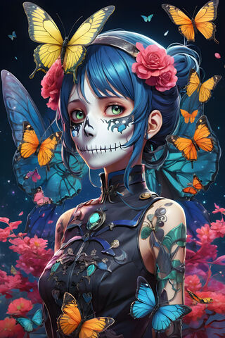 Skullgirl With Butterfly