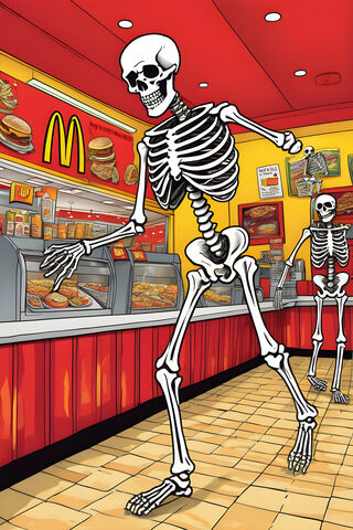 Skeleton Dancing In McDonald's Carton