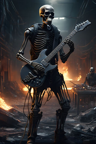 Skeleton Playing Guitar