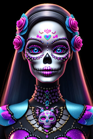 Sugar Skull Girl Cat