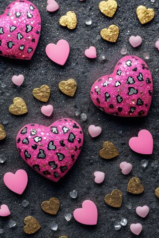 Stone Animal Print Hearts