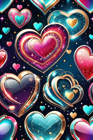 Sparkling Abstract Hearts