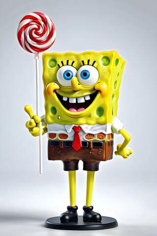 SpongeBob Holding A Lollipop