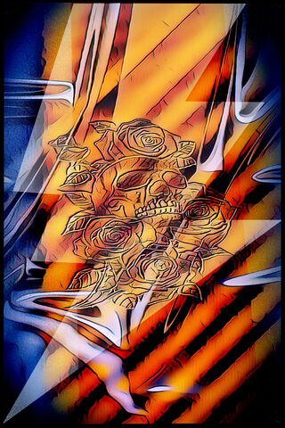 Flaming Roses and Skull..