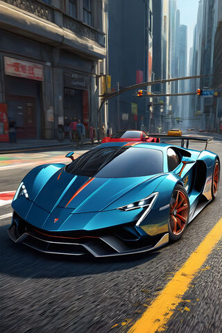 Sleek Speedster on City Streets 🚗💨