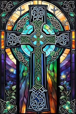 Stained Glass Celtic Cross