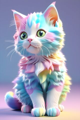 Whimsical Rainbow Kitty..