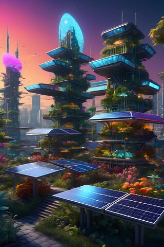 Solarpunk Lunarpunk Sustainable Apt Complex