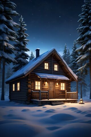 Cozy Winter Cabin Under the Stars ❄️🏡✨