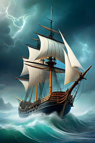 Stormy Seas: The Majestic Ship 🌊⛵️