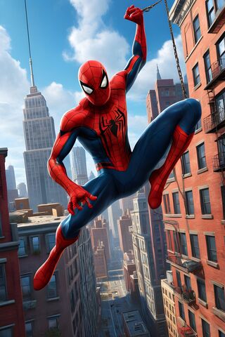 Spider-Man Swinging Around His Town