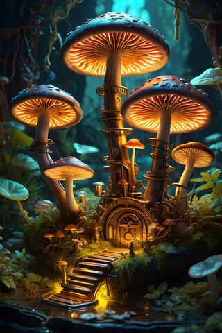 Steampunk Mushroom Lab Headquarters