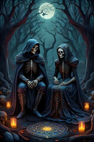 Skeleton Lovers Tarot Card