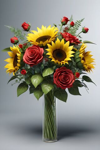 Sunflowers and Roses