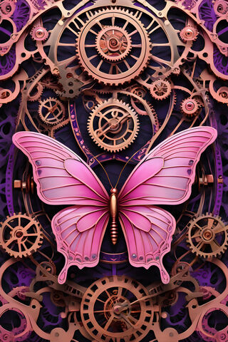 Steampunked Pretty In Pink Butterfly