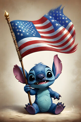 Stitch With American Flag