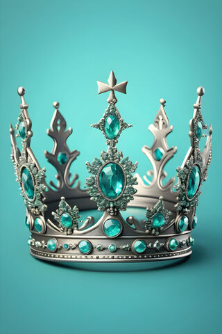 Silver Crown Of Teal Stones With Teal Background