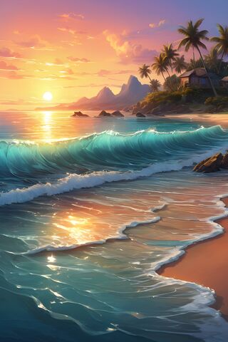 Serene Sunset at the Be..