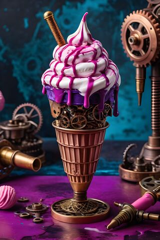 Steam Punk, Magenta, Purple Ice Cream Cone,