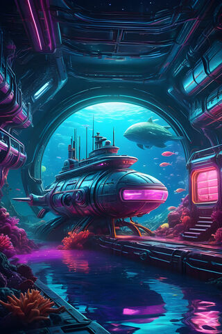 Submarine In Undersea City On Mercury