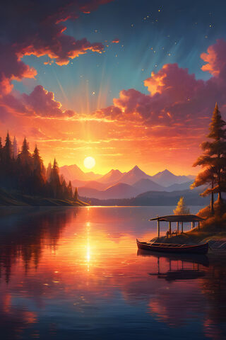 Sun Setting On The Lake