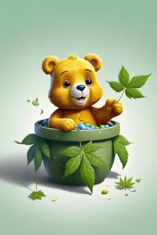 Cheerful Bear in a Pot ..