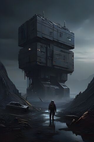 Lone Explorer in a Dystopian Landscape' 🌌