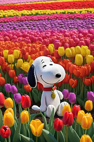 Snoopy With Tulips