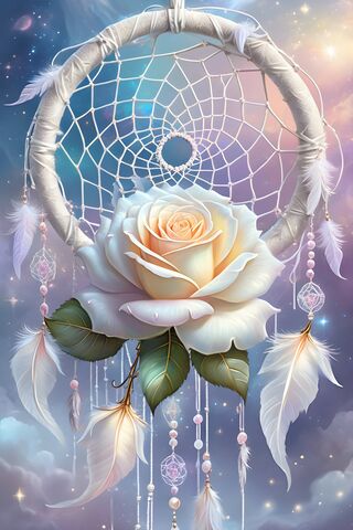 Stunning White Rose Dreamcatcher