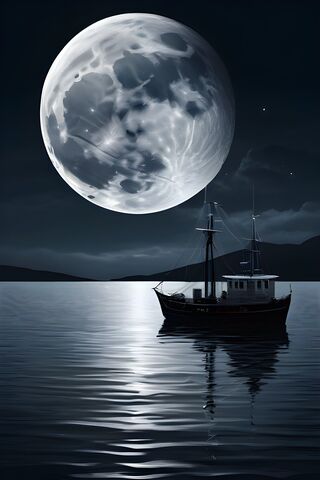 Silver Moon Over The Sea