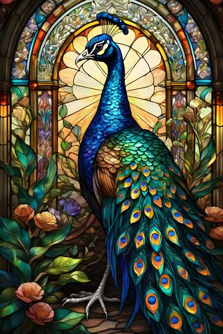 Stained Glass Peacock