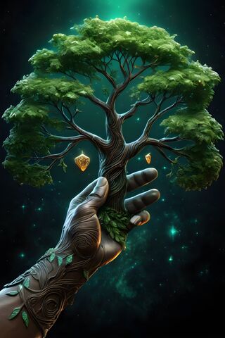 The Healing Hand Lifts Up The Tree Of Life