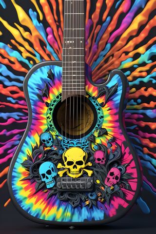 Tie Dye Skull Guitar