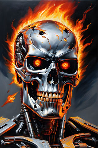 Fiery Cyborg Skull 🔥🤖