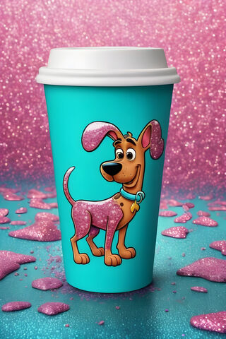 Turquoise Pink Glitter Background Scooby Doo Coffee