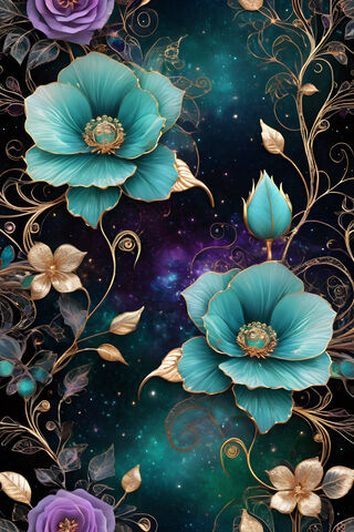 Turquoise Blooms 1