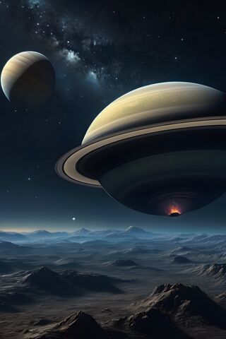 The Planet Saturn In The Night Sky