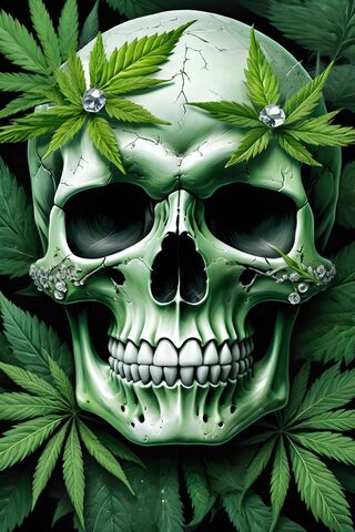The Bud Skull, Greenery, Pot, Bud, Diamonds, Jewels