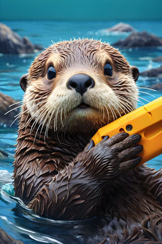 Adorable Otter with a Toy 🦦💛