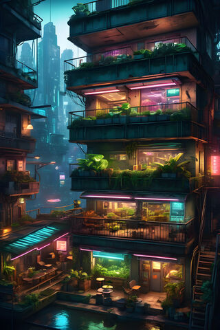 Neon Oasis in the City 🌆🌿