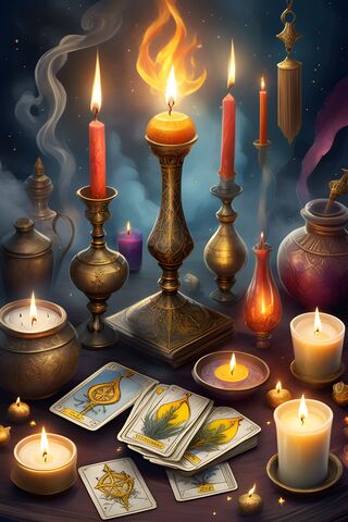 Tarot, Tall Candles, Tarot Cards,