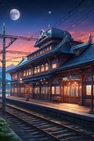 Train Station At Moonrise 2