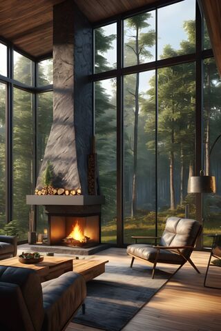 Trees and A Fireplace